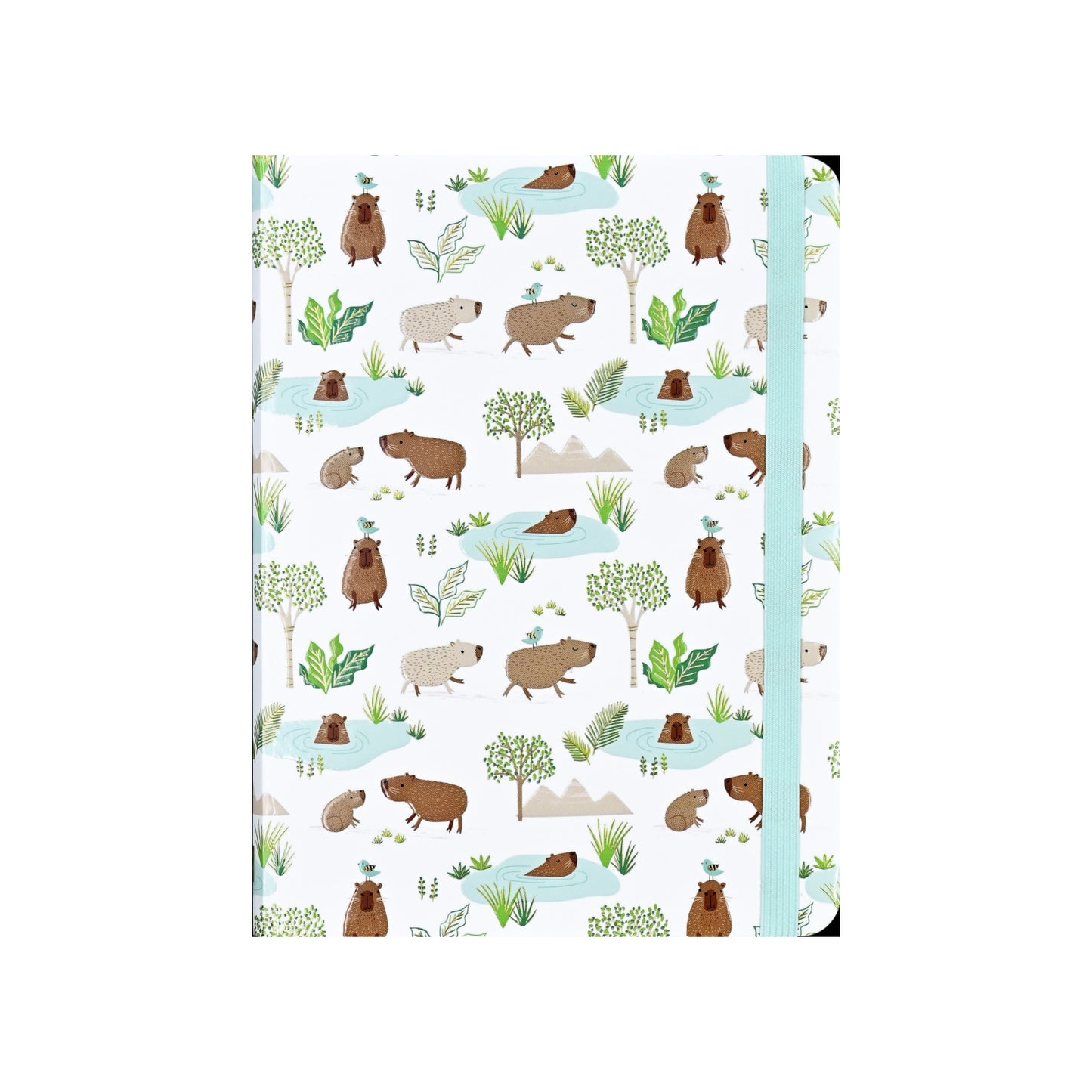 Peter Pauper Press 160-Page Capybara Life Journal, featuring a durable hardcover with an adorable capybara pattern, gold foil accents, and an elastic band