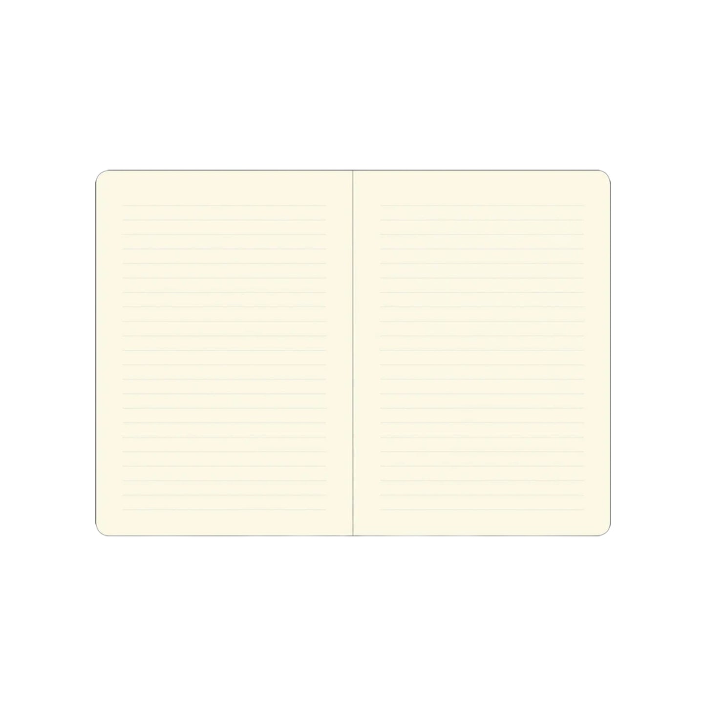 Blank cream-colored notebook pages on a white background