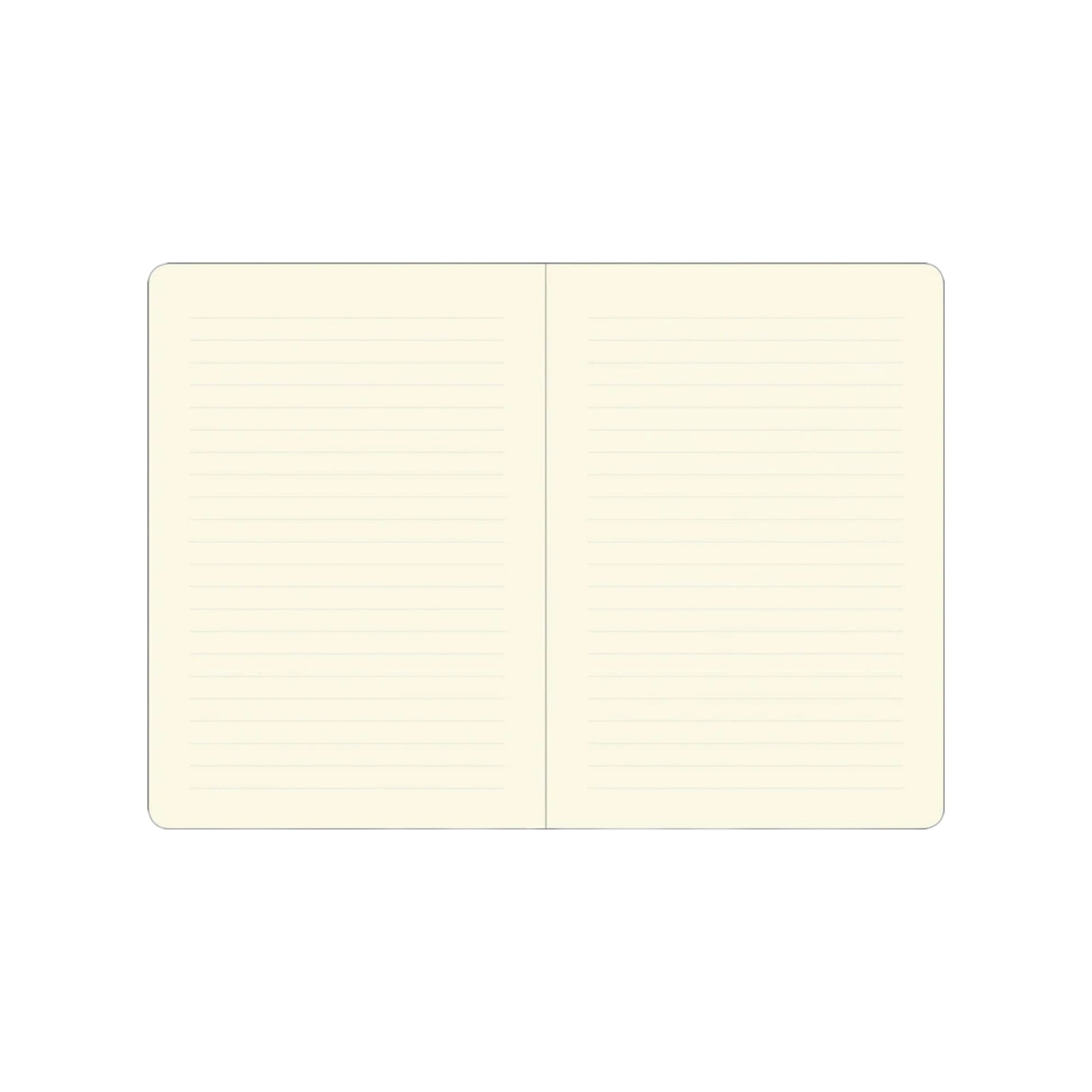 Blank cream-colored notebook pages on a white background