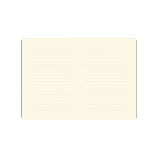Blank cream-colored notebook pages on a white background