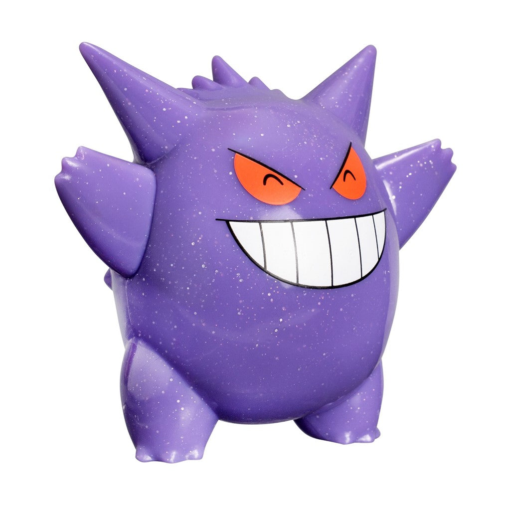 Officially licensed Jazwares Pokémon 30th Anniversary 3-inch glitter purple Gengar battle figure.