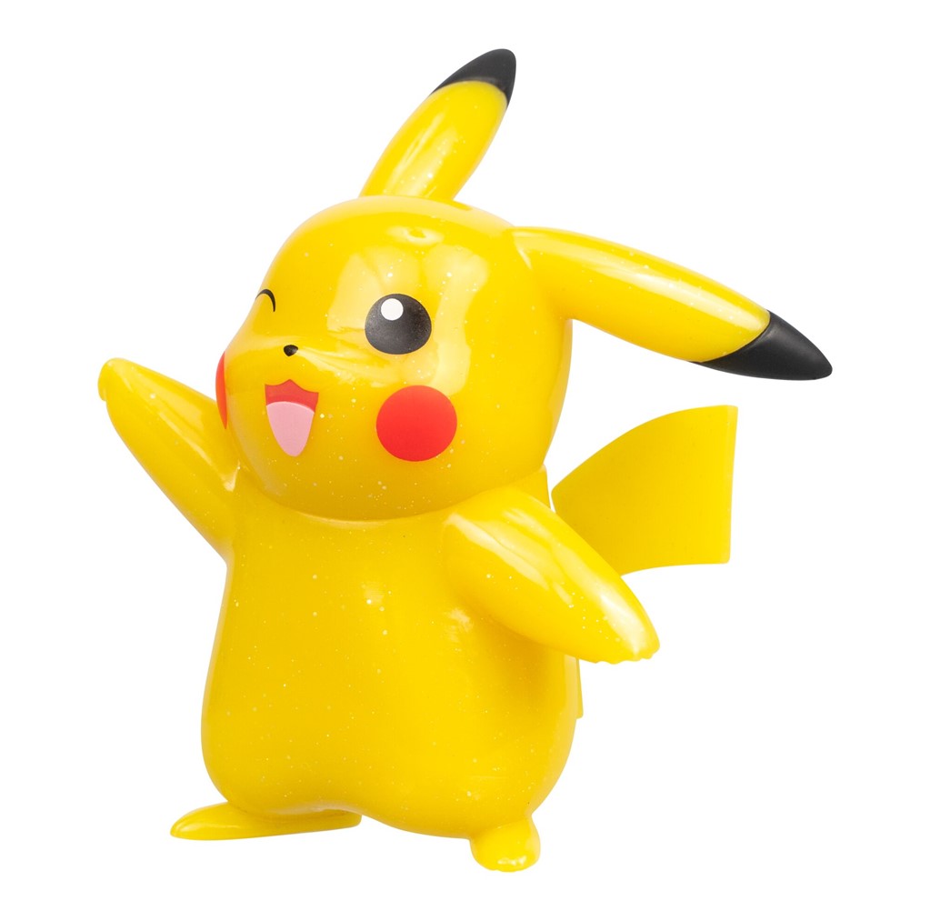 Officially licensed Jazwares Pokémon 30th Anniversary 3-inch glitter Pikachu battle figure winking.