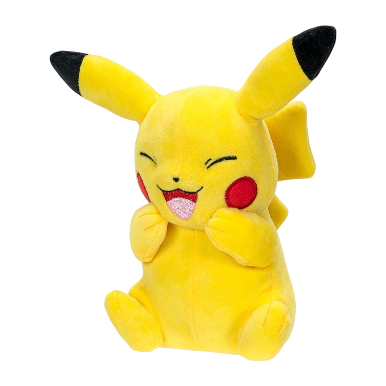 Plush toy of Pikachu on a white background