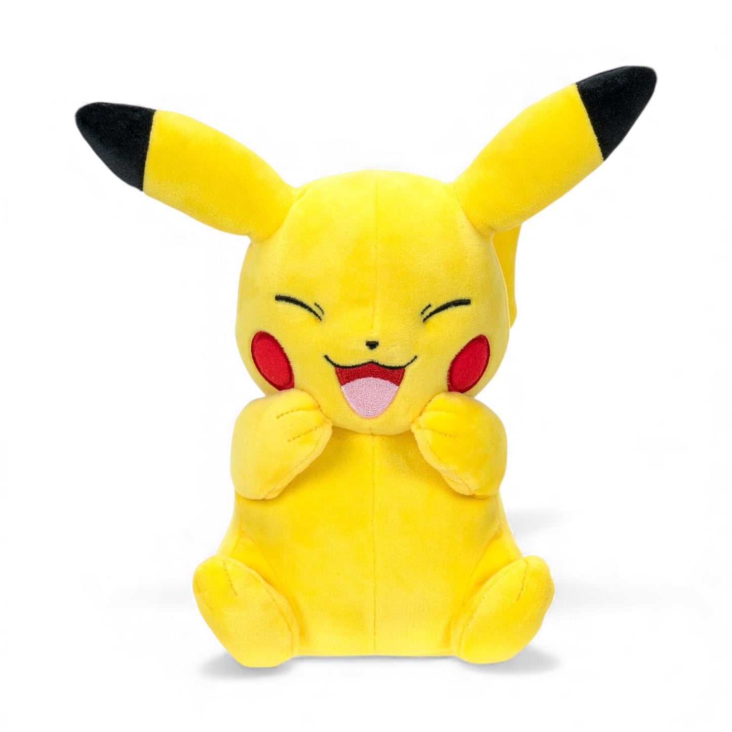 Plush toy of Pikachu on a white background