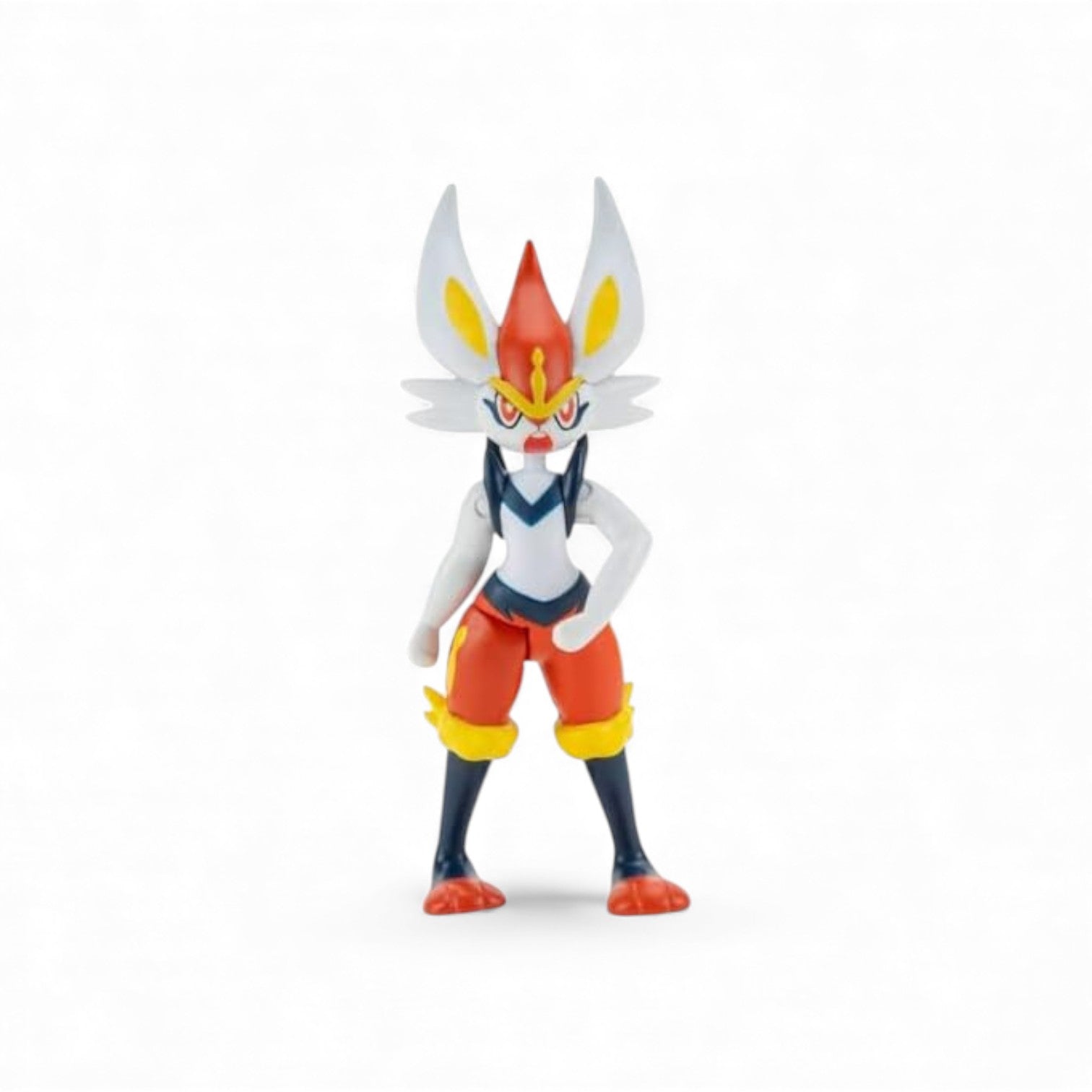 Toy figure with a white, red, and orange design on a white background