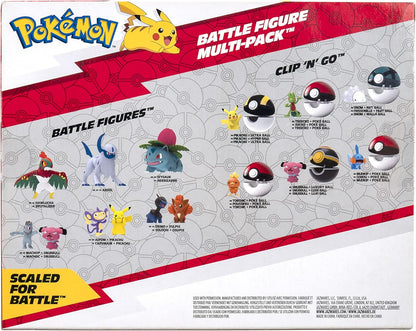 Pokémon Battle Figure Multi-Pack packaging with various figures and Poké Balls.