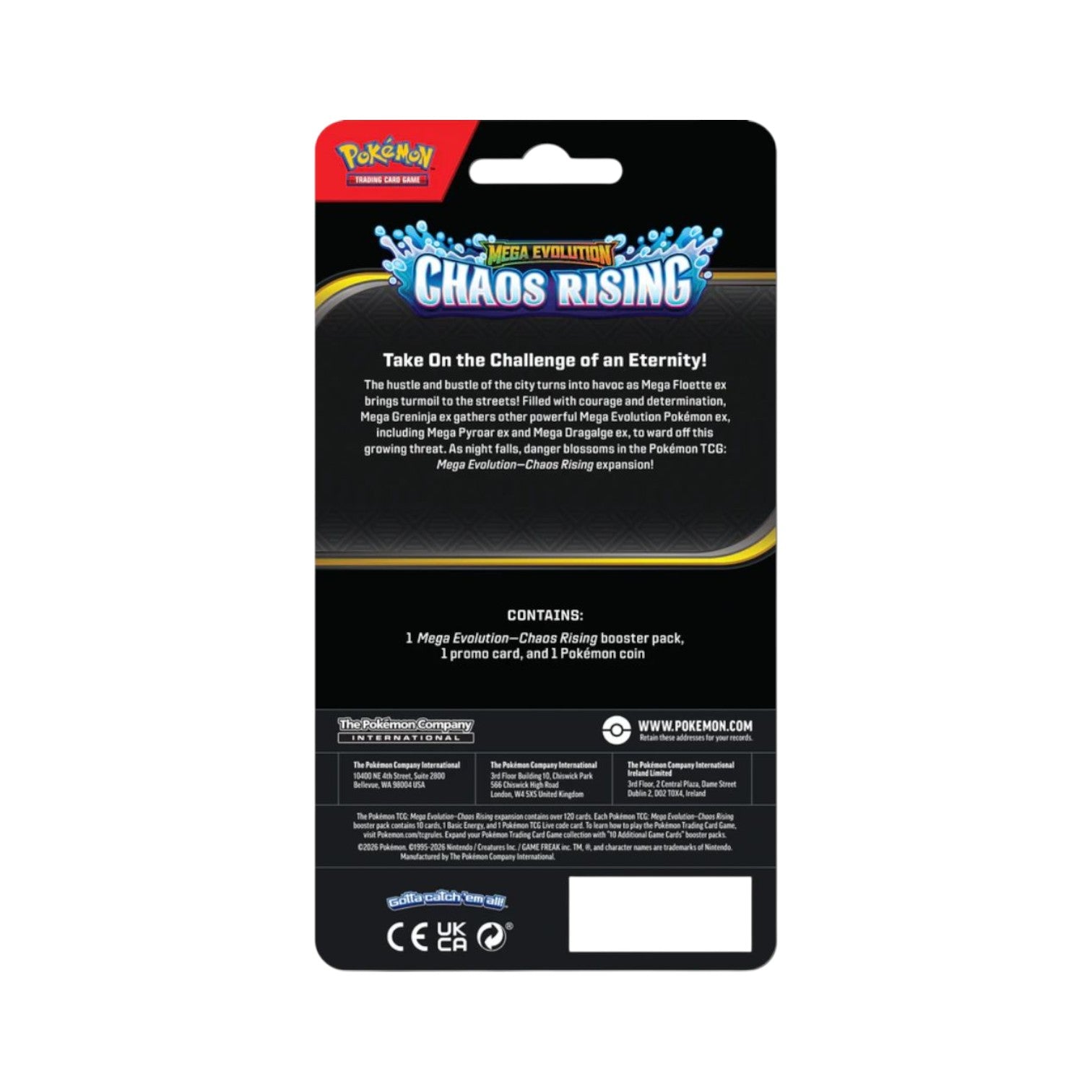 Pokémon TCG Mega Evolution Chaos Checklane Blister packaging showing a Toxel promo card and Chikorita coin