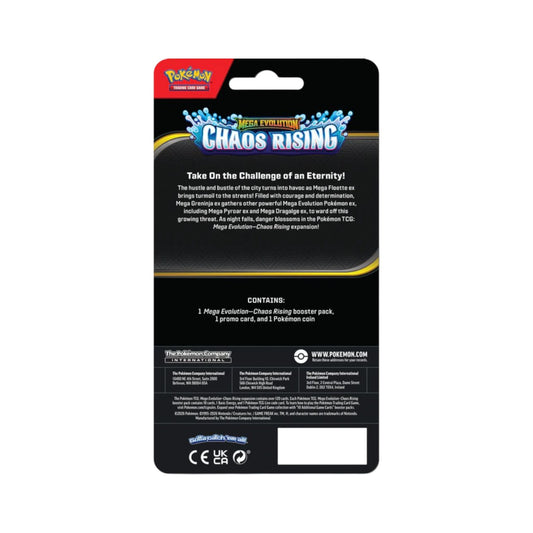Pokémon TCG Mega Evolution Chaos Checklane Blister packaging showing a Toxel promo card and Chikorita coin