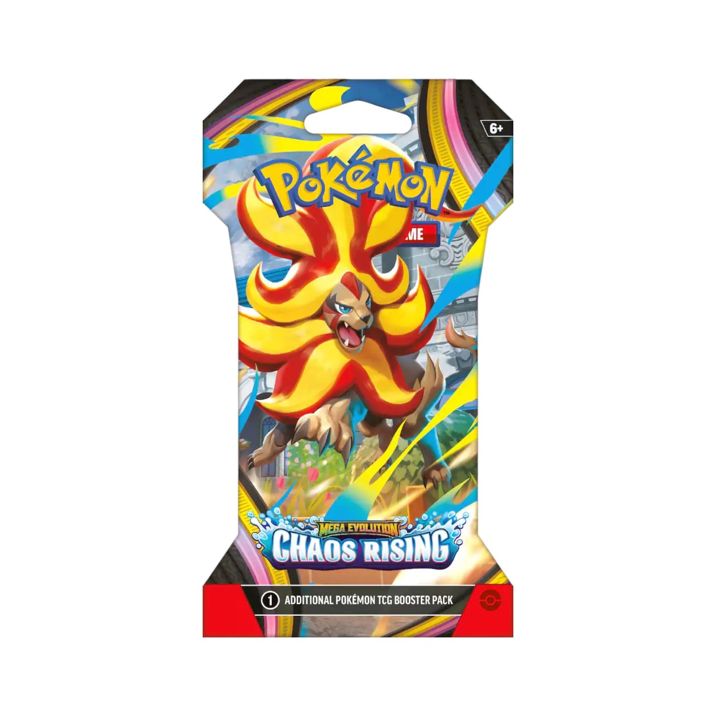 Pokémon Trading Card Game Mega Evolution Chaos Rising Sleeved Booster packs showing various cover art styles