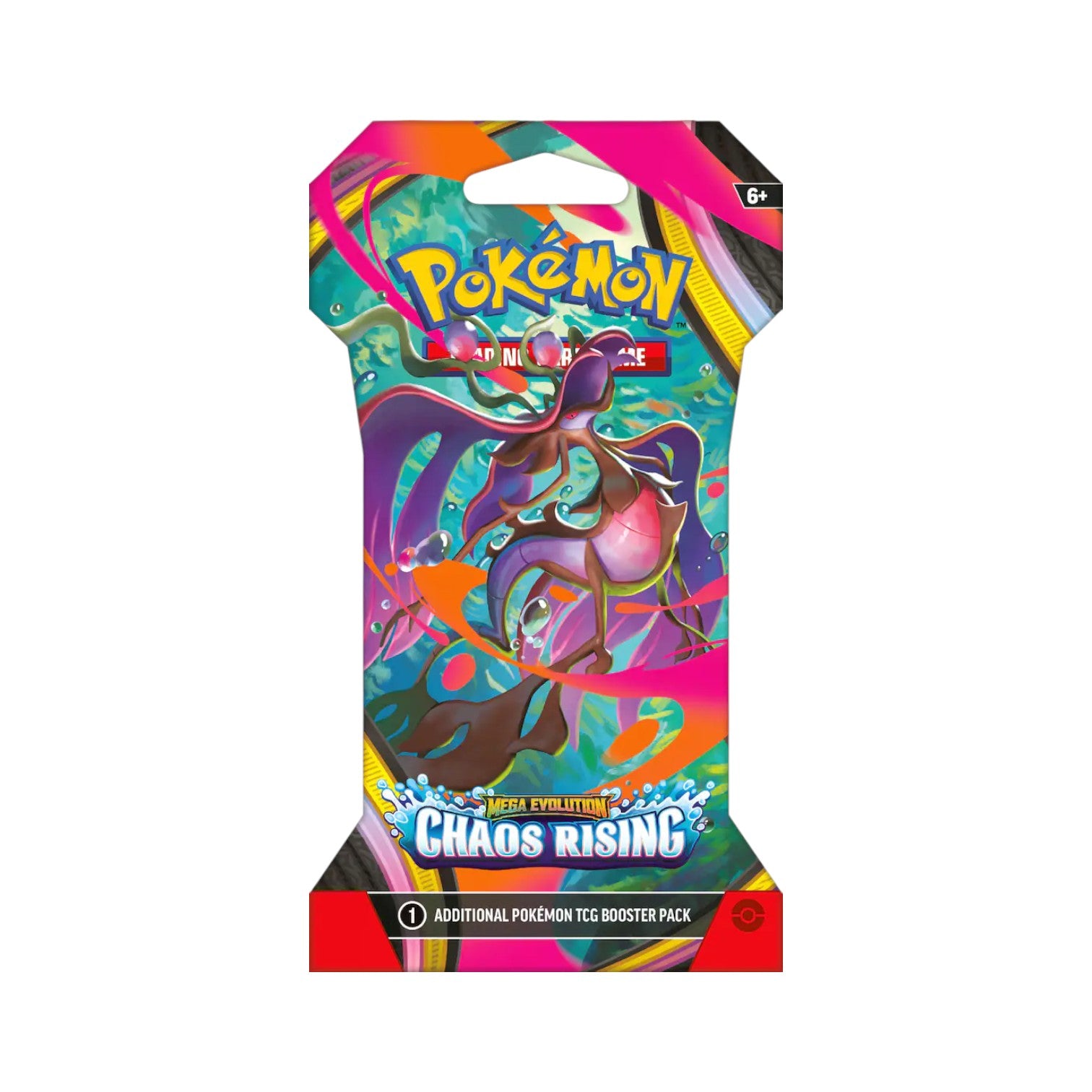 Pokémon Trading Card Game Mega Evolution Chaos Rising Sleeved Booster packs showing various cover art styles