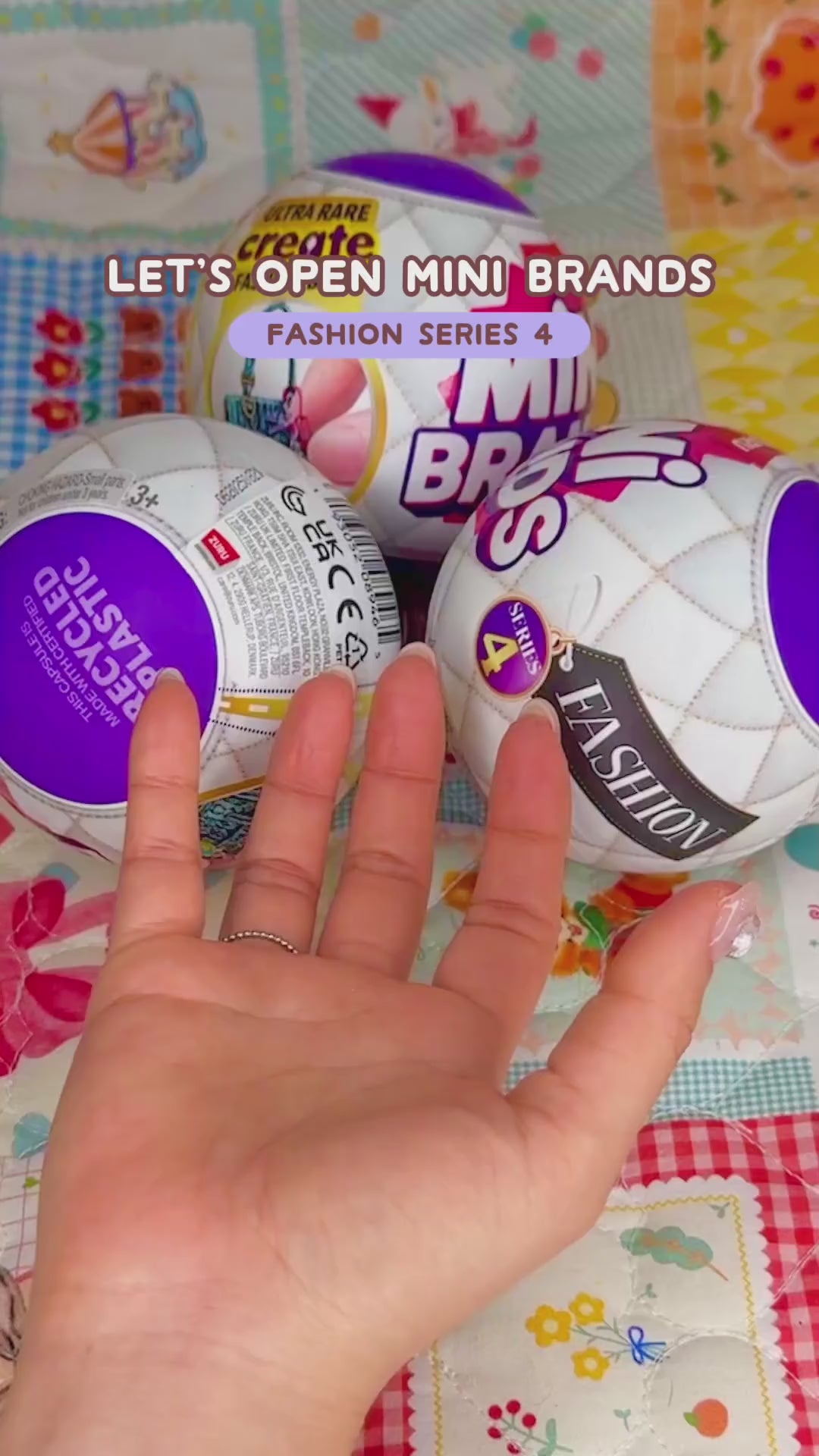 Mini Brands Fashion Series 4 surprise capsule by ZURU featuring miniature handbags and fashion accessories.
