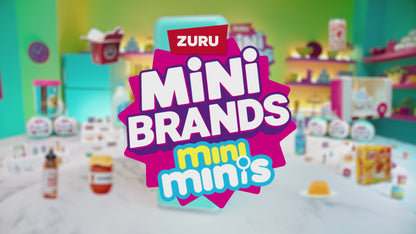 Mini Brands Fill the Fridge Playset by ZURU featuring a miniature teal refrigerator with a working interior light and miniature food collectibles.