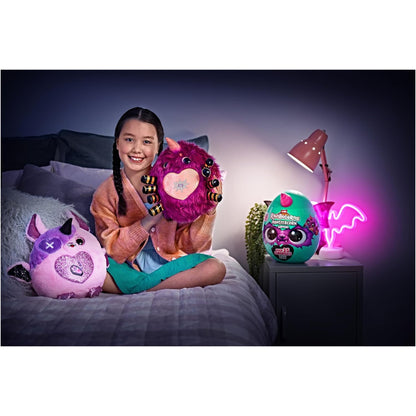Child holding a plush toy with a nightlight and decorative lamp in a bedroom setting