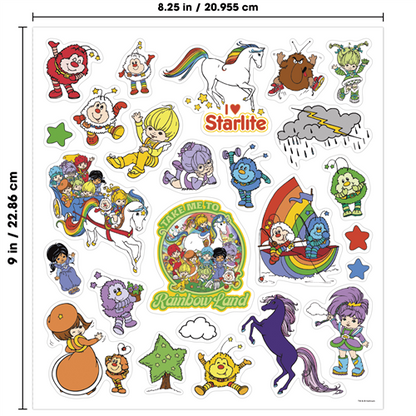 Rainbow Brite Grab and Go activity pad featuring sticker sheets, coloring pages, and play scenes with Starlite and the Color Kids