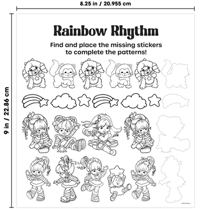 Rainbow Brite Grab and Go activity pad featuring sticker sheets, coloring pages, and play scenes with Starlite and the Color Kids