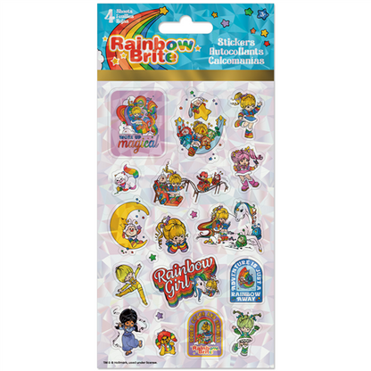 Pack of Rainbow Brite stickers with colorful characters on a white background