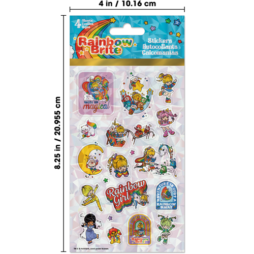 Pack of Rainbow Brite stickers with colorful characters on a white background