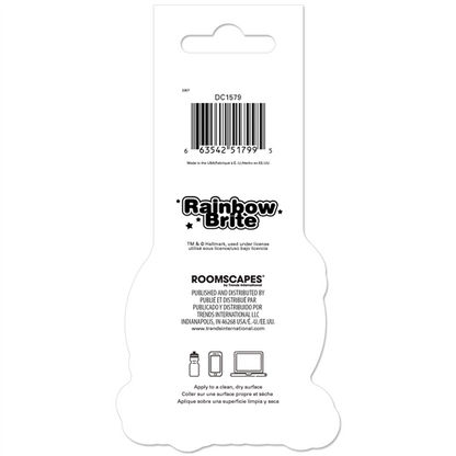 Back of a product packaging with 'Rainbow Brite' branding and product details.