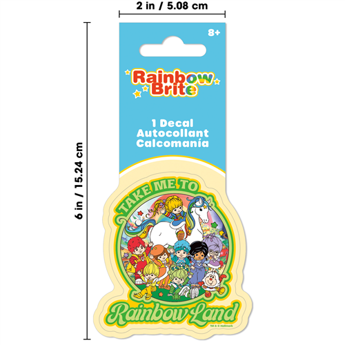 Rainbow Brite decal packaging with characters and text on a white background