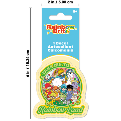 Rainbow Brite decal packaging with characters and text on a white background