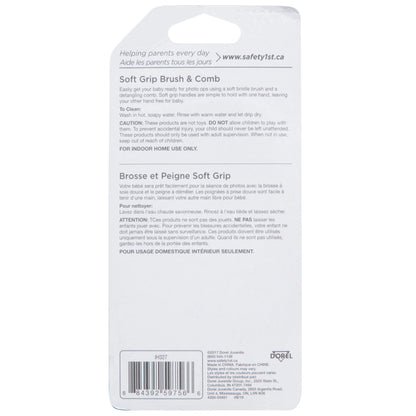 Safety 1st Soft Grip baby brush and comb set in Arctic Blue and white retail packaging.