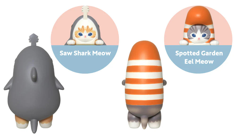 Two cat-shaped figurines, one gray and one orange with white stripes, on a white background.