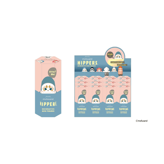 Sonny Angel Hippers Mofusand Mystery Character Mini Figure Blind Box, featuring feline mascots dressed as sea creatures peeking over a ledge