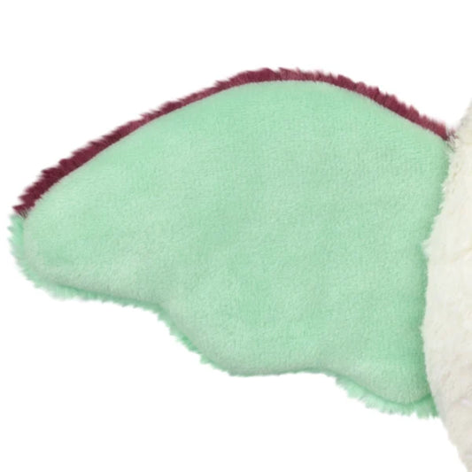 Squishable Alter Egos Series 21 Luna Mothman plush with cream fur, yellow antennae, burgundy feet, and mint green wings.