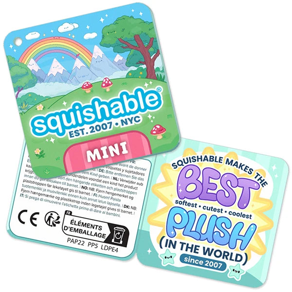 Squishable Mini packaging with colorful design and text on a white background