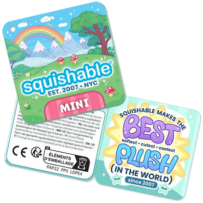 Squishable Mini packaging with colorful design and text on a white background