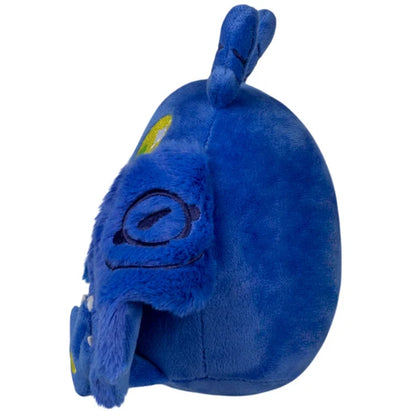 Squishable Snacker Blue Mothman S1E3 limited edition plush featuring deep blue fur, embroidered wings, and bright yellow eyes.