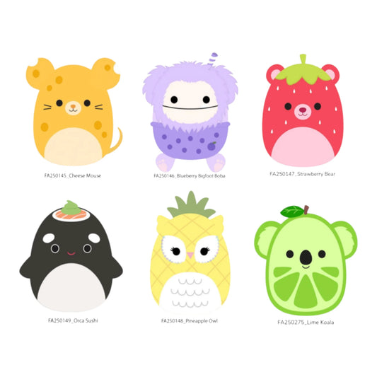 Squishmallows 8 Inch Plush Assortment - Fruit. Cheese Mouse, Blueberry Bigfoot Boba, Strawberry Bear, Orca Sushi, Pineapple Owl, Lime Koala