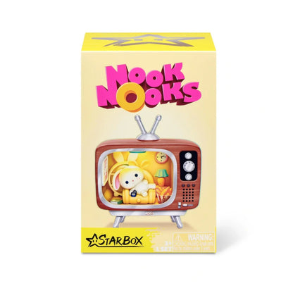 Box of Nook Nooks toy with a retro TV design on a white background