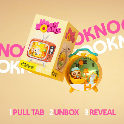 Nook Nooks toy packaging with a pull tab feature on a beige background