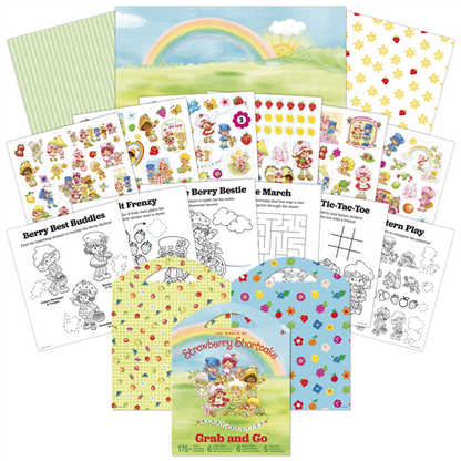 Strawberry Shortcake Berry Best Friends Grab and Go activity pad featuring sticker sheets, coloring pages, and play scenes