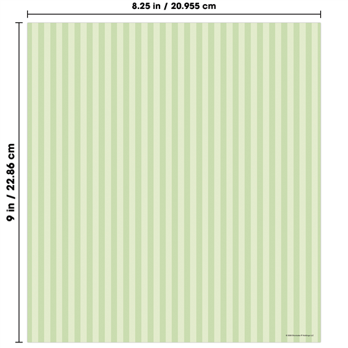 Green and white striped pattern with dimensions 8.25 inches by 9 inches.