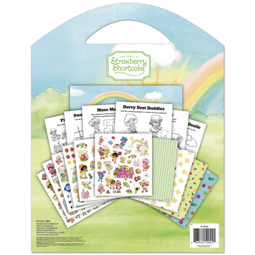 Strawberry Shortcake activity book set with colorful pages and a rainbow design on the packaging.
