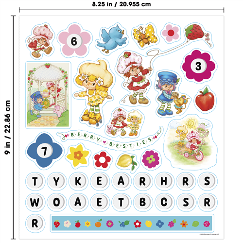 Set of colorful stickers with characters and letters on a white background