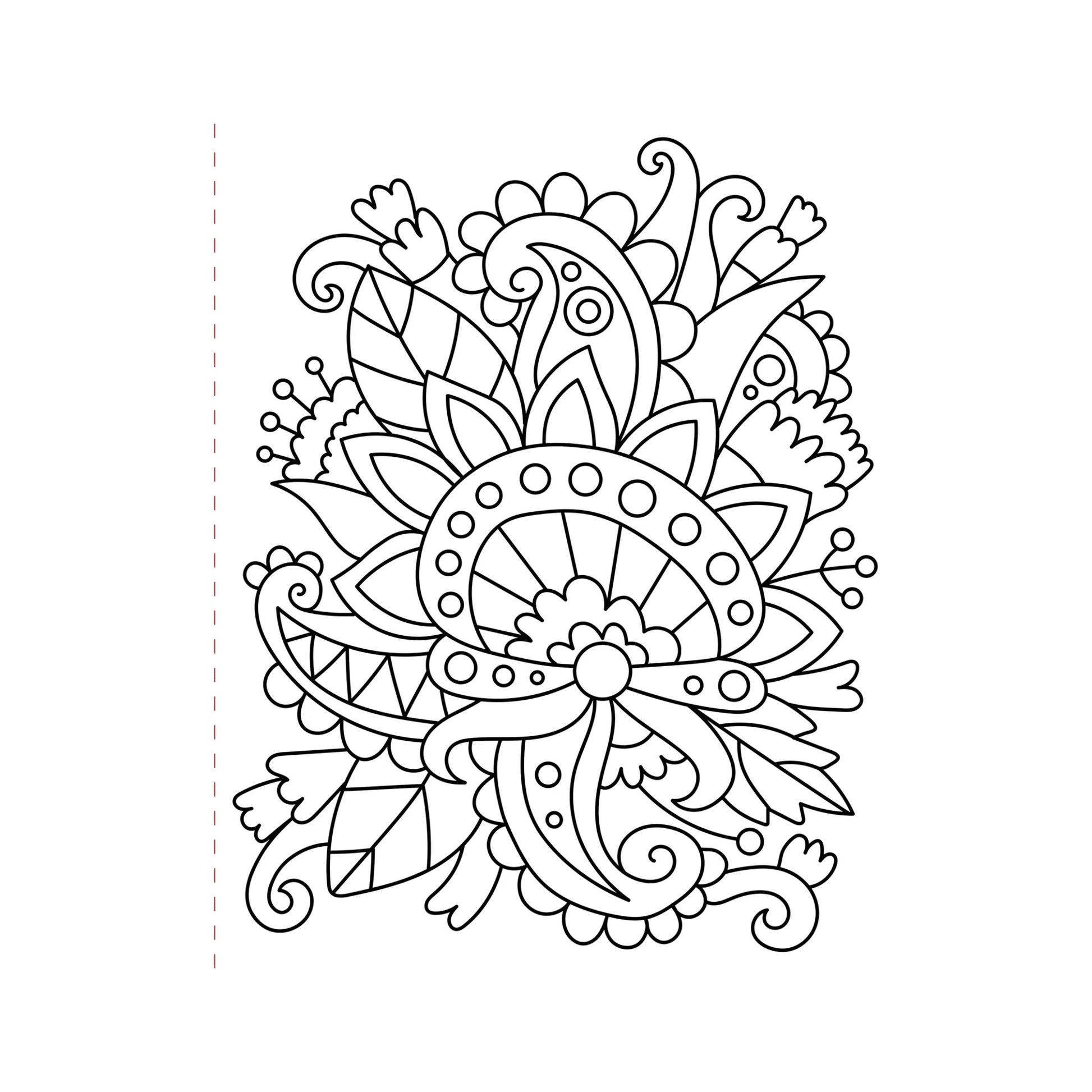 Decorative black and white floral pattern on a white background