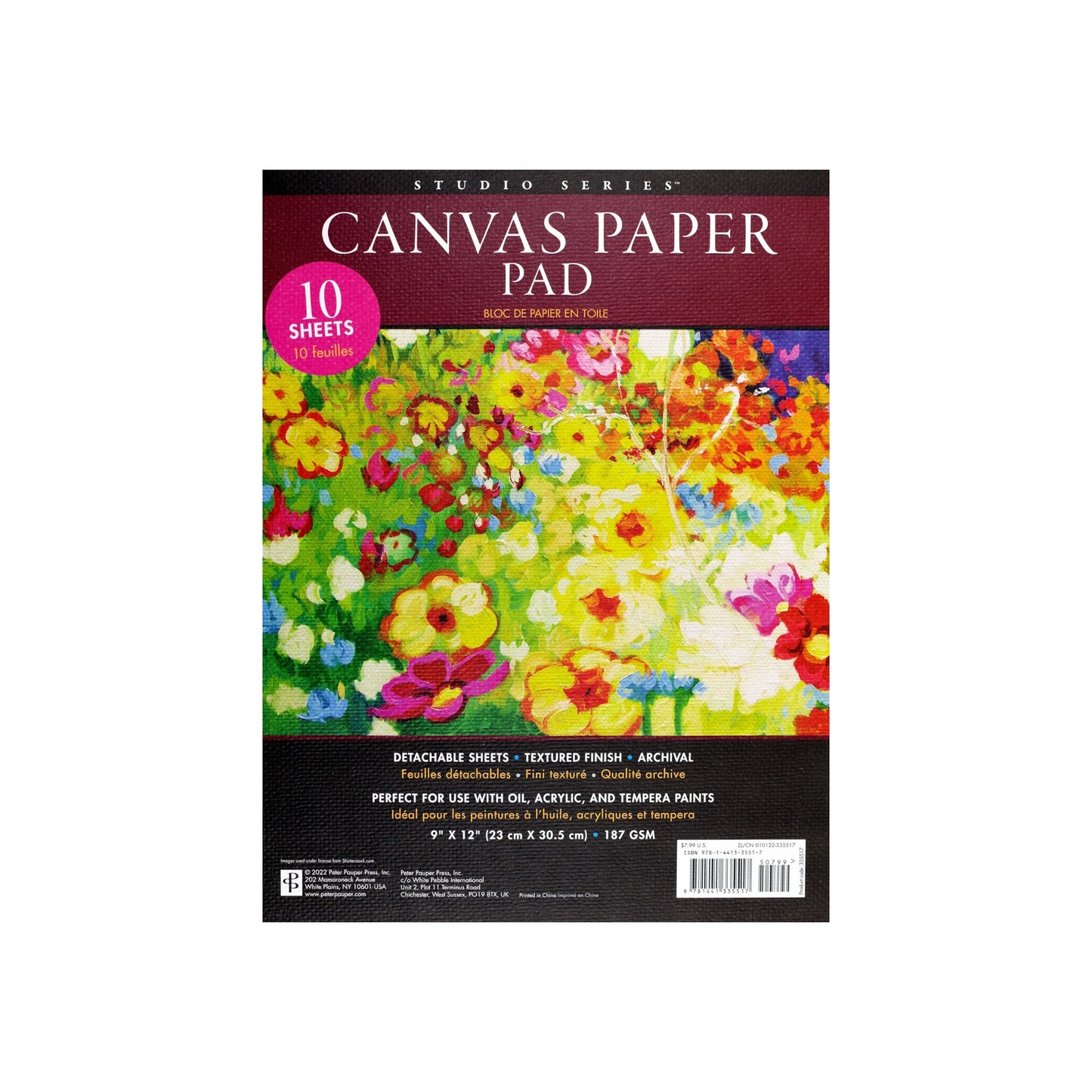 Studio Series 10-Sheet Canvas Paper Pad, featuring heavyweight canvas-textured paper for acrylic and oil painting
