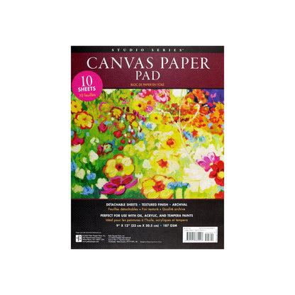Studio Series 10-Sheet Canvas Paper Pad, featuring heavyweight canvas-textured paper for acrylic and oil painting
