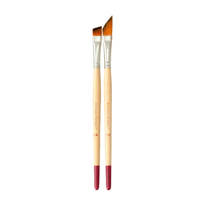 Two paintbrushes with different bristle shapes on a white background