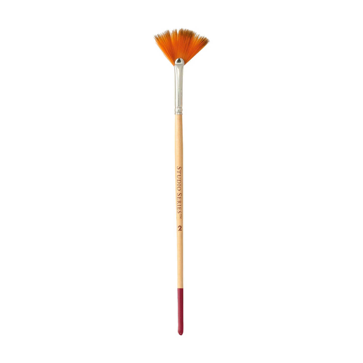 Paintbrush with orange bristles on a white background