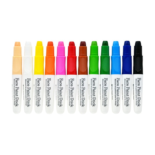 Studio Series 12-Piece Junior Face Paint Sticks, featuring vibrant, safe, and non-toxic twist-up face paints in a sturdy plastic storage case