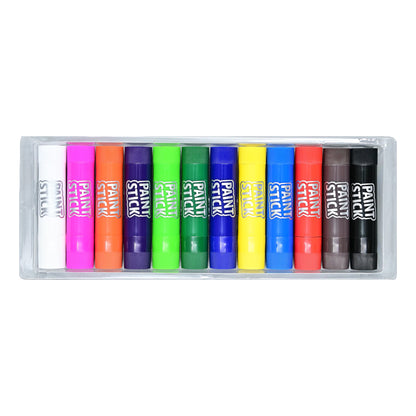 Studio Series 12-Piece Junior Tempera Paint Sticks, featuring 12 vibrant, mess-free colors in an organized storage box