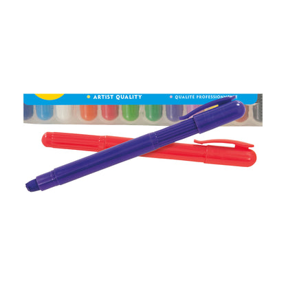 Studio Series 12-Piece Watercolor Crayon Set in a reusable hard plastic case, showing vibrant, twist-up water-soluble crayons.