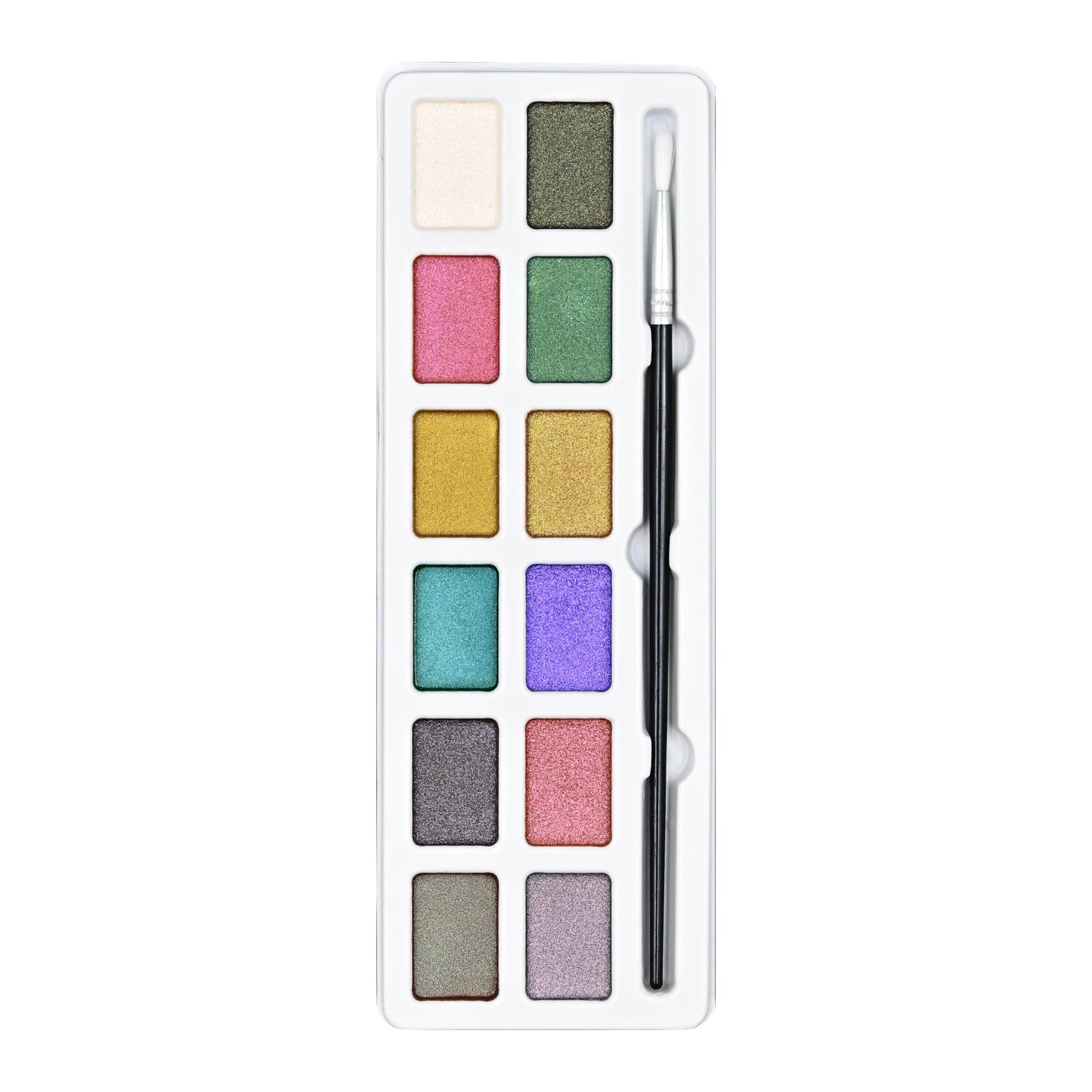 Studio Series 13-Piece Chameleon Iridescent Watercolor Paint Set, featuring 12 color-shifting dry watercolor pans and a fine-tip paintbrush