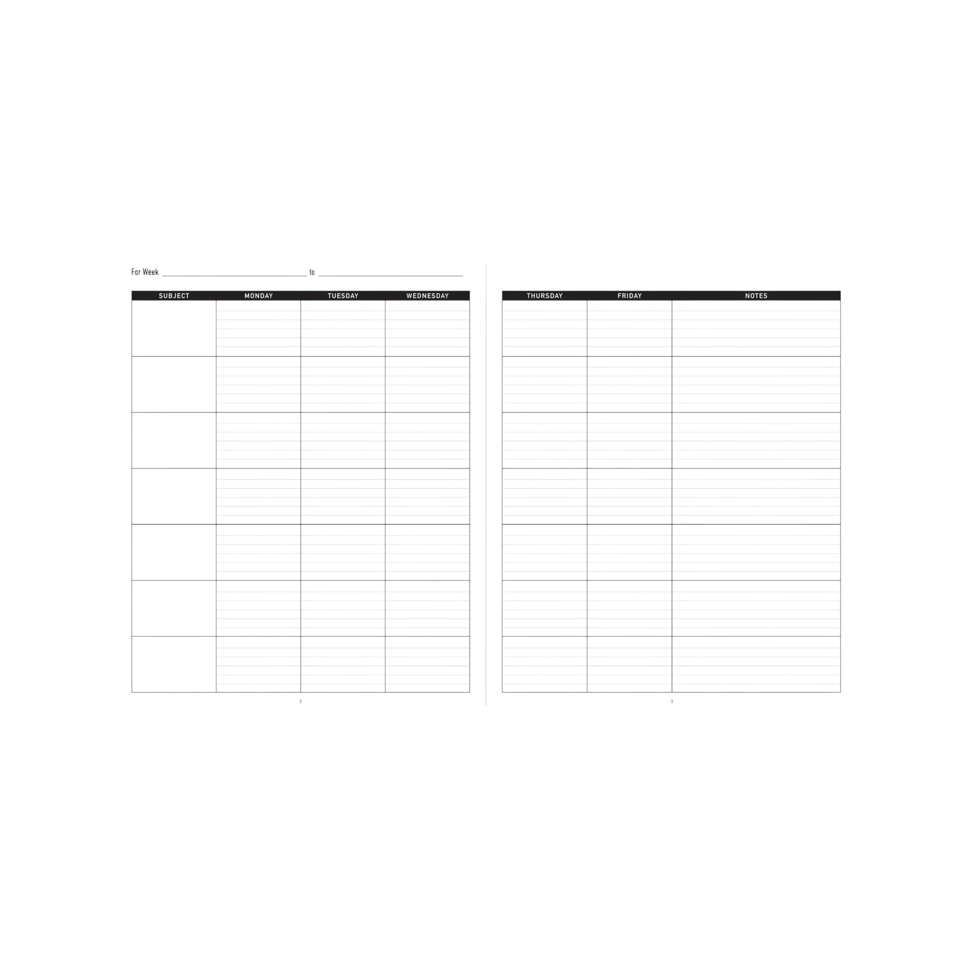 Black wire-bound Teacher's Planner featuring a flexicover and 168 pages for lessons, attendance, and grades.