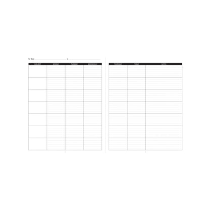 Black wire-bound Teacher's Planner featuring a flexicover and 168 pages for lessons, attendance, and grades.