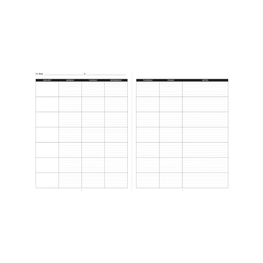 Black wire-bound Teacher's Planner featuring a flexicover and 168 pages for lessons, attendance, and grades.